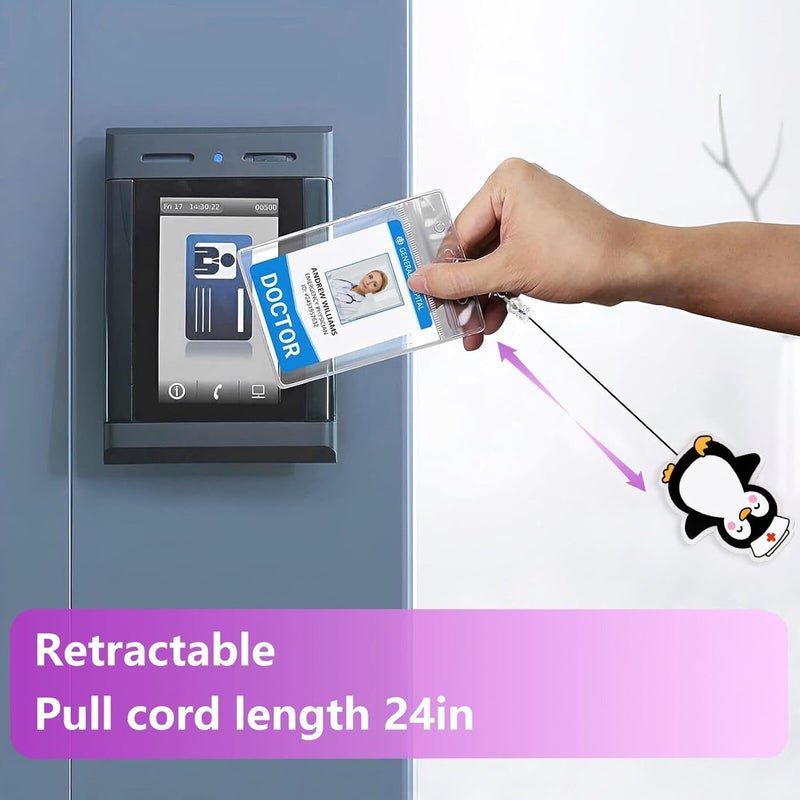 Bydevia Cute Penguin Badge Reel Retractable for Nurse Nursing Student RN MA CNA LPN & Medical Worker, Funny Pediatric Nurse Gifts, Penguin Lovers ID Badge Holder with Alligator Clip & 24” Durable Nylon Cord - Image 5